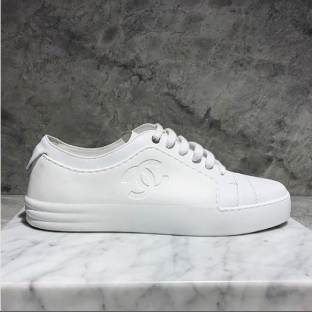 *SOLD* Chanel Rubber Leather Logo Sneakers